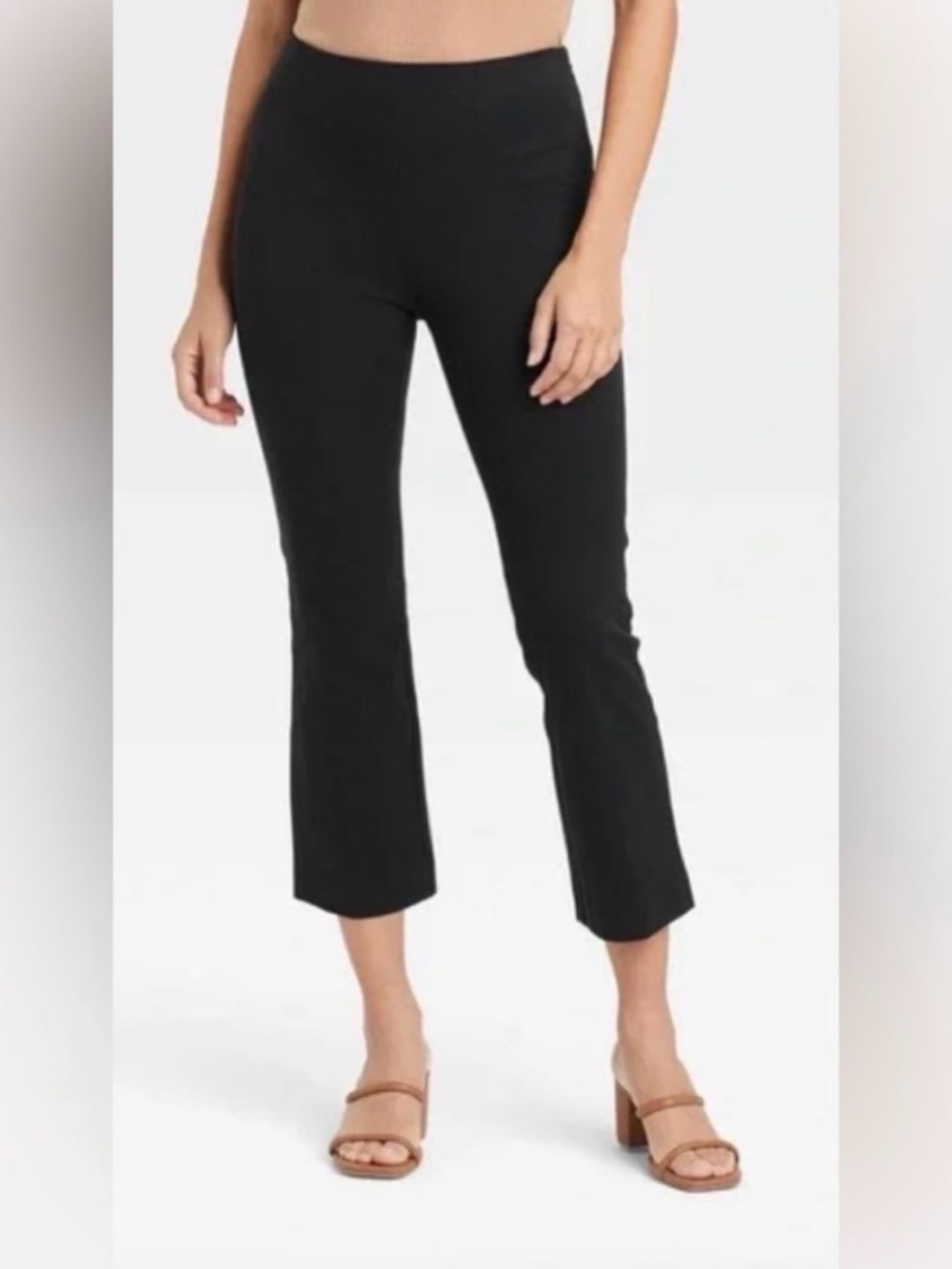 a new day Women’s Black Kick Flare Cropped Flare Stretch Pants 10